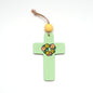 Flower Wreath Handpainted Wooden Cross